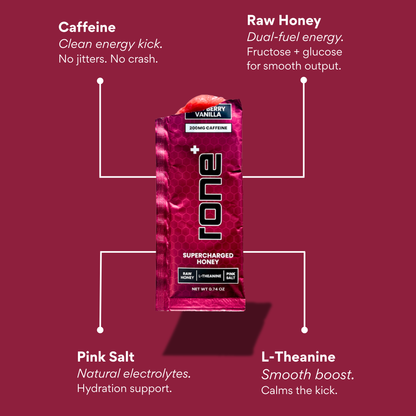 200mg Caffeine - Raspberry Vanilla - SuperCharged Honey (20-Pack)
