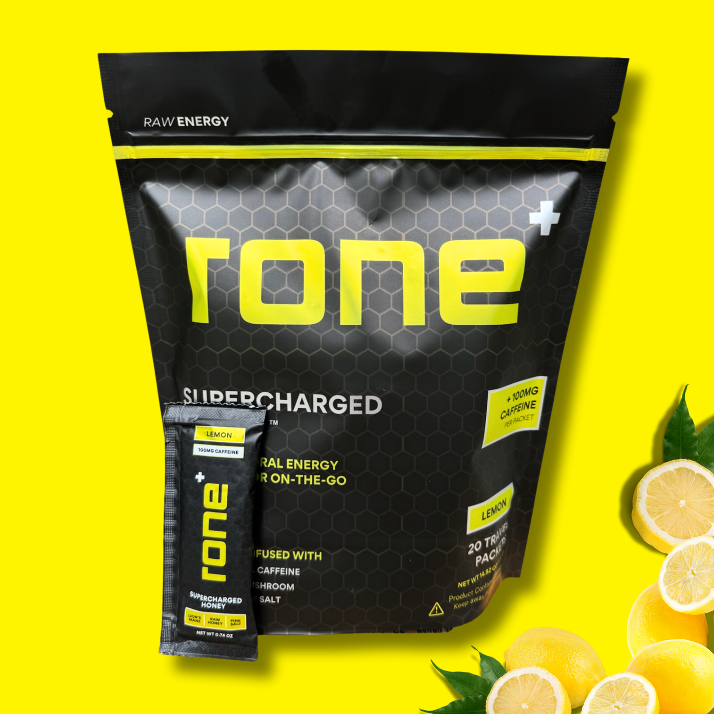 100mg Caffeine - Lemon - SuperCharged Honey (20-Pack)