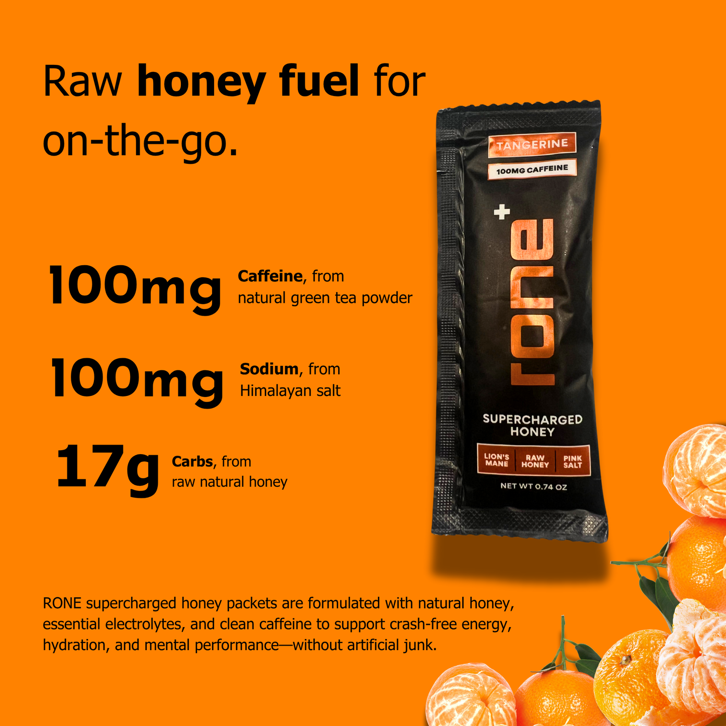 100mg Caffeine - TANGERINE - SuperCharged Honey (20-Pack)