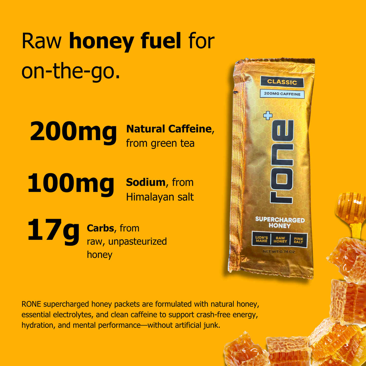 200mg Caffeine - Classic - SuperCharged Honey (20-Pack)