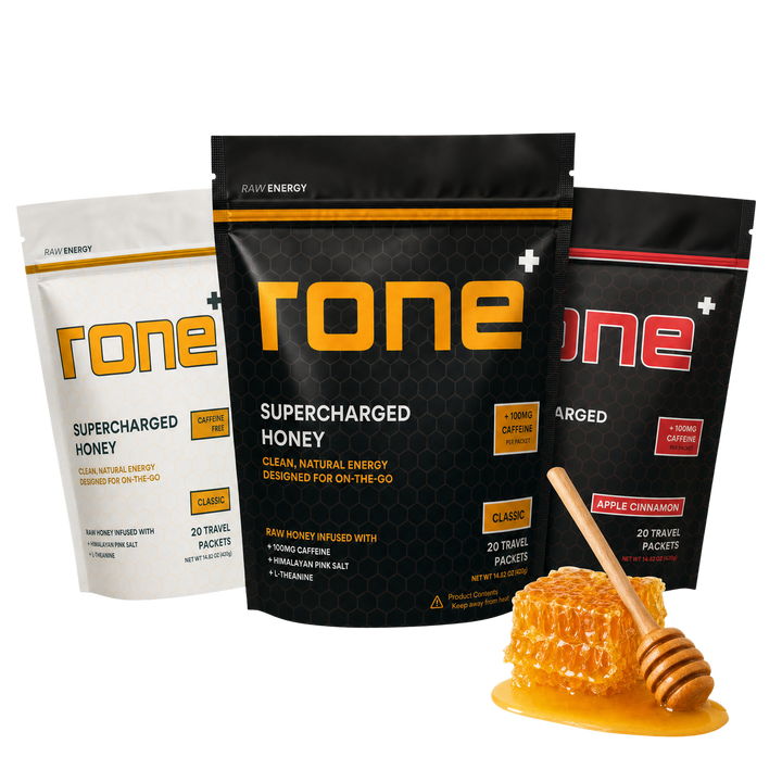 RONE Supercharged Honey bags with raw honeycomb