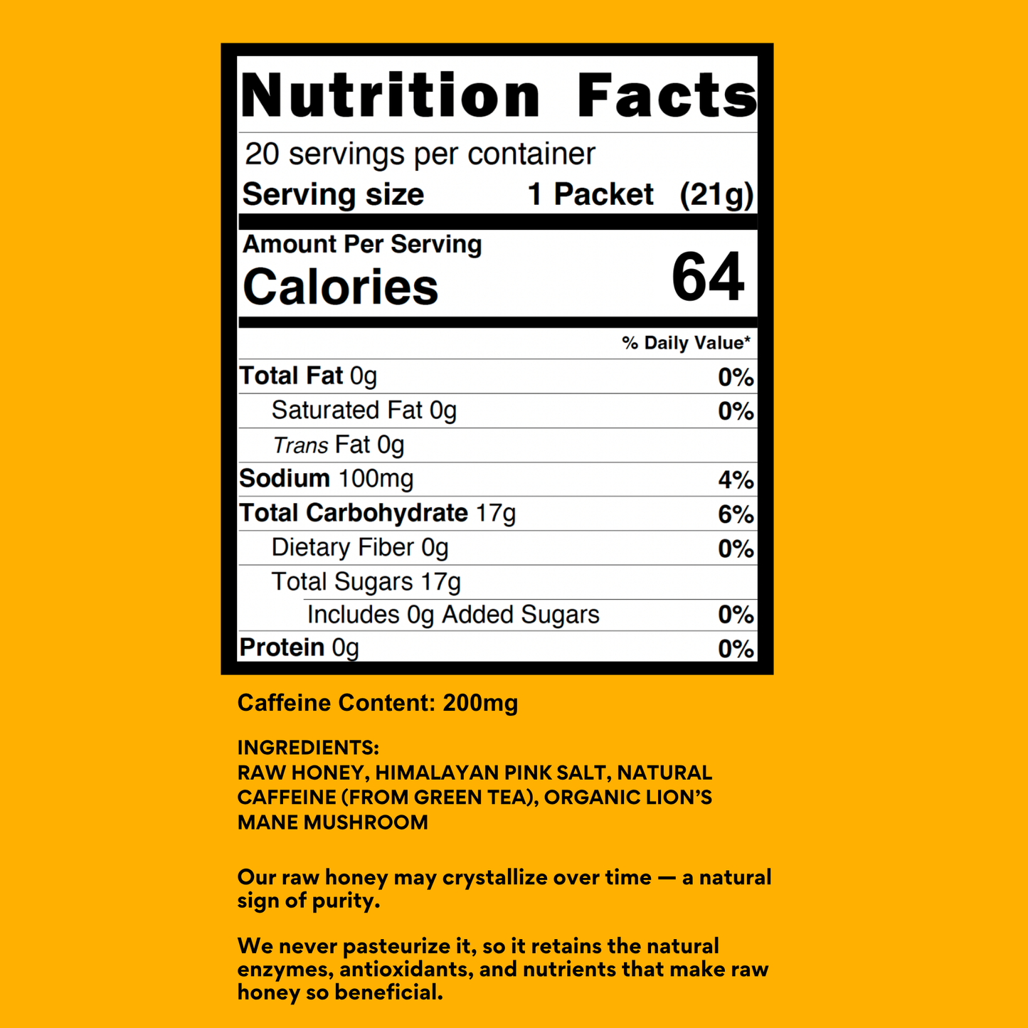 200mg Caffeine - Classic - SuperCharged Honey (20-Pack)