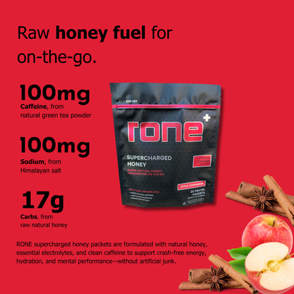 100mg Caffeine - Apple Cinnamon - SuperCharged Honey (20-Pack)