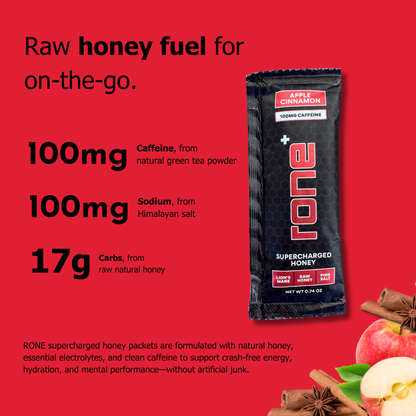 100mg Caffeine - Apple Cinnamon - SuperCharged Honey (20-Pack)