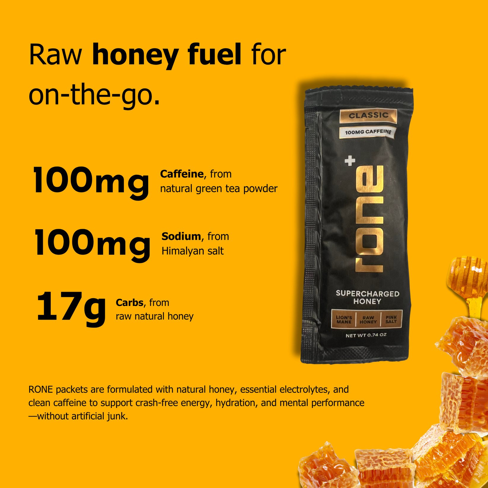 100mg Caffeine - Classic - SuperCharged Honey (20-Pack) – RONE Nutrition US