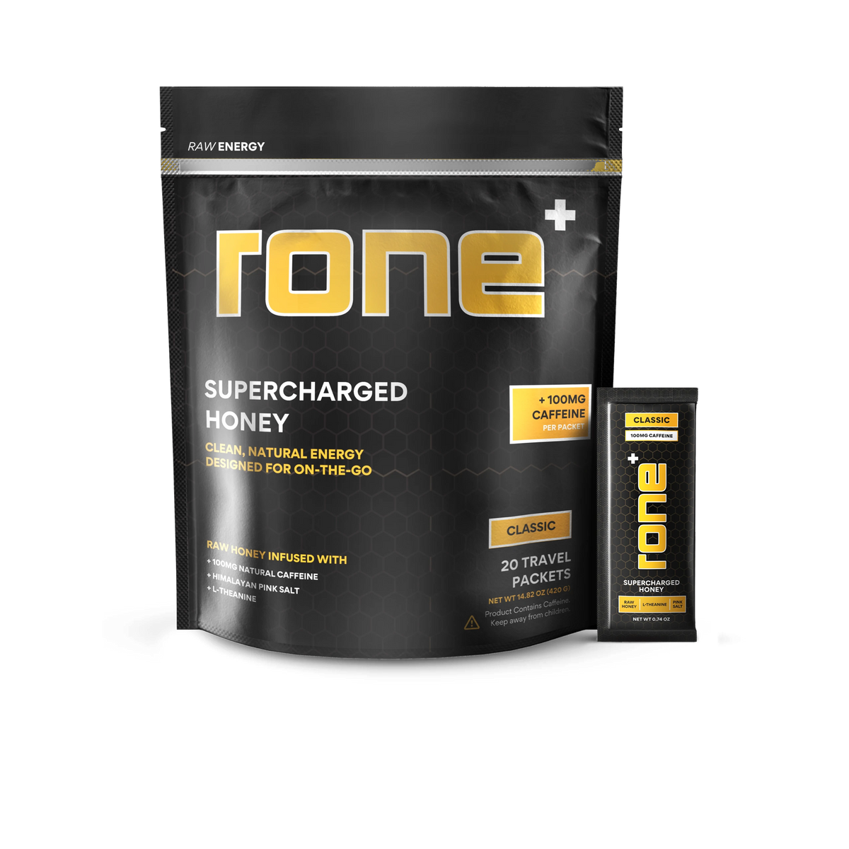 RONE Supercharged Honey Classic 100mg bag and single sachet